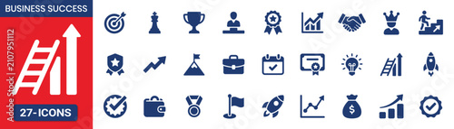 Business success pictogram fill icon set Vector illustration