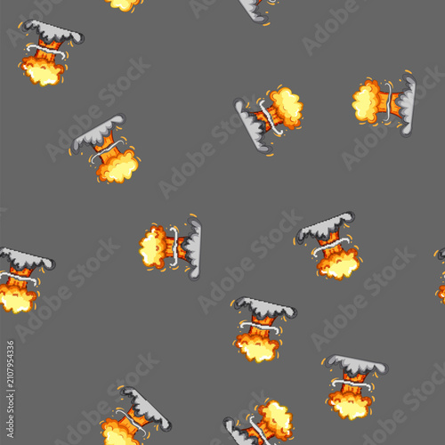 Tablou pe pânză seamless pattern detonation explosion effect cartoon
