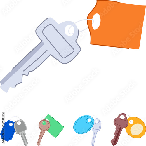Photography Keys on a keyring with colorful blank tags representing access, security, and ho