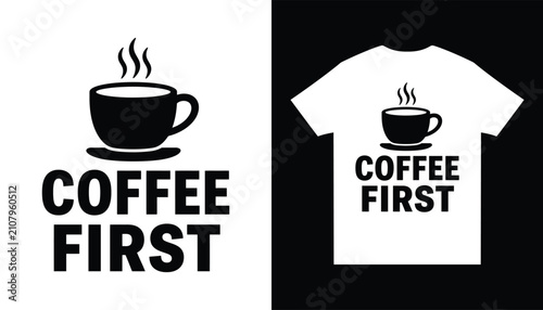 Foto Coffee First Minimalist Shirt Mockup
