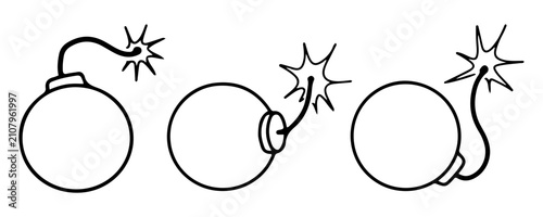 Foto Set of round cartoon bombs