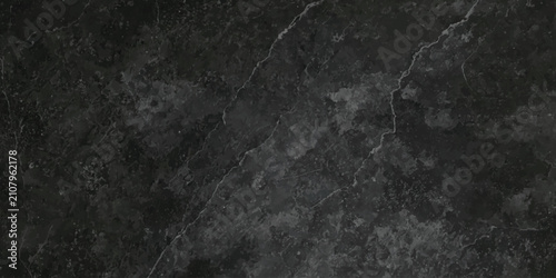 Dark Black Marble Texture Background with Natural White Veins