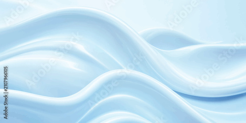 Obraz na plátne Smooth Glossy Light Blue Cosmetic Cream Waves Texture Background