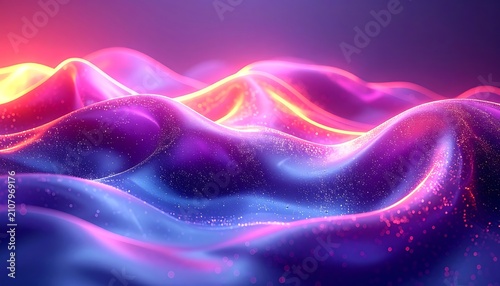 Vibrant abstract neon wave pattern background.