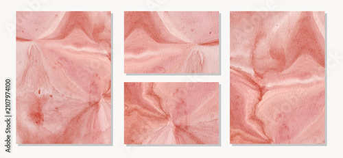 abstract dusty pink watercolor marble texture background set for wedding invitation