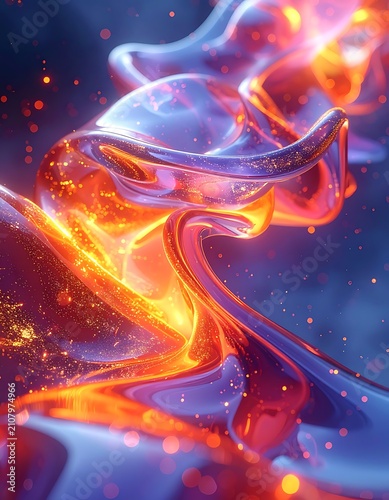 Vibrant abstract swirling flame design element.