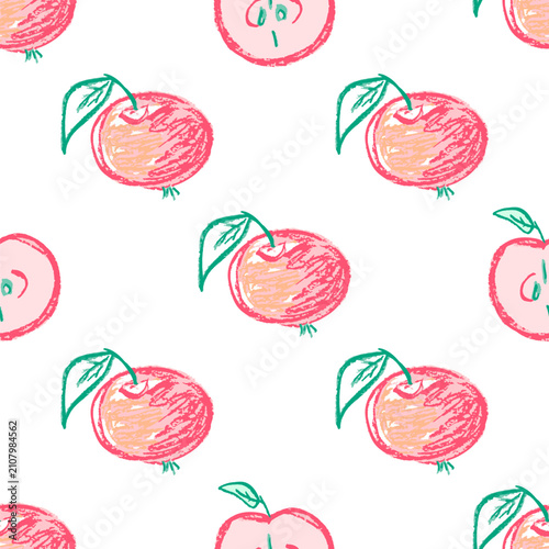 Seamless pattern. Hand drawn crayon texture style