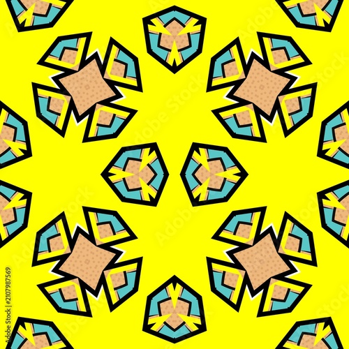 Fotografie Vibrant geometric pattern on bright yellow background