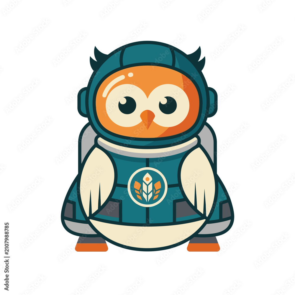 Fototapeta premium Cute Owl Astronaut Character Design, Space Exploration, Sci-Fi Adventure