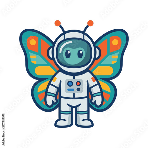 Cute Astronaut Butterfly Hybrid Character Design, Space Exploration