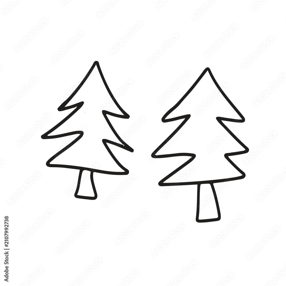 Fototapeta premium Minimal Pine Tree Outline Vector Set
