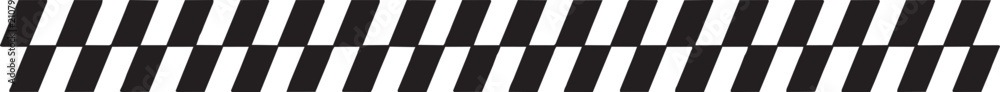 Obraz premium Black and White Checkered Racing Stripe - Checkerboard Pattern Border