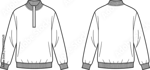 Tableau sur toile Technical fashion illustration of a women's bomber jacket design