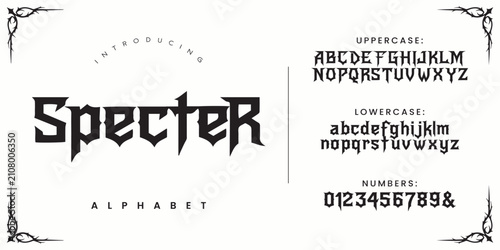 Foto Specter Alphabet gothic font style for horror title design and spooky halloween