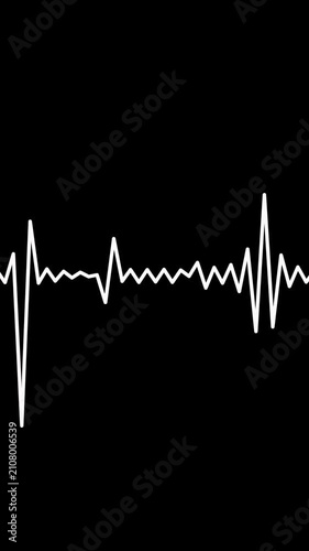 Vertical abstract music sound wave or audio wavefrom isolated on black background.Line digital minimalist voice and symbol technology.