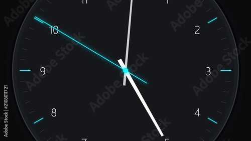 Minimalist Digital Clock Face Animation for 24 Hours Concept