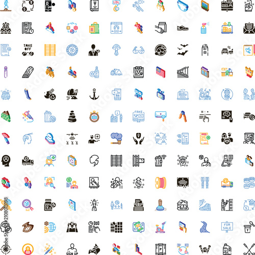 фотографія Large collection of colorful glyph and outline icons representing various concep