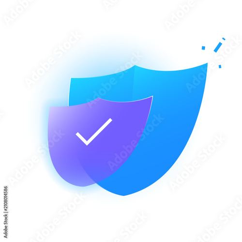 Modern vector illustration of two shield icons with check marks. two factor authentication (2FA), multi-layer security, secure login verification, enhanced digital protection. for cybersecurity