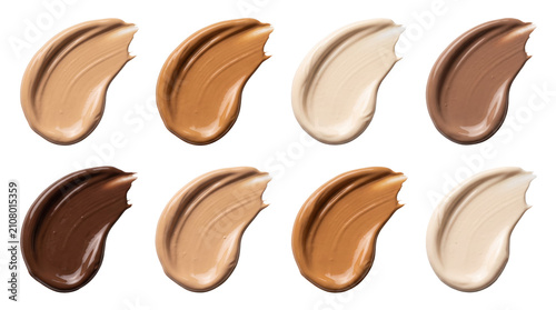 Foto Liquid foundation makeup swatches in diverse skin tones