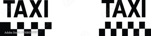 Cuadro en lienzo Pair of bold black taxi text with checkered patterns, suitable for transportation signs or emblems on a transparent background