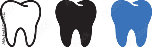 Foto Dental Tooth Icon Set Collection - Outline, Glyph and Blue Flat Teeth Symbols for Dentist, Oral Care, Dental Clinic, Healthcare, Medical Vector Illustration