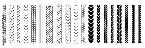 Rope brush set featuring knit patterns, twisted rope collections, and seamless decorative vector brushes for Adobe Illustrator