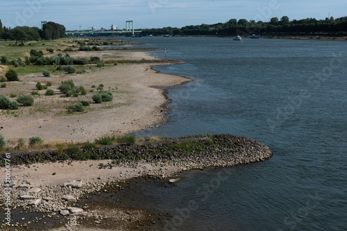 Bild auf Leinwand Der Rhein bei Köln mit geringem Wasserpegel