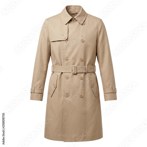 Cuadro en lienzo Classic beige trench coat belted outerwear mockup