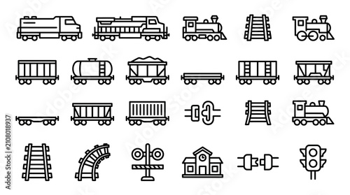 Bild auf Leinwand Train railway transport icons set.