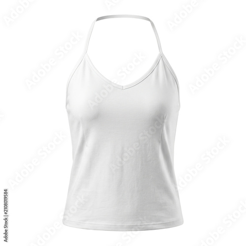 Obraz na plátně White halter neck camisole tank top for summer wear