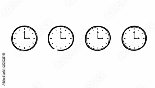 Foto Clocks show the same time across four individual circular icons with slight variations in the outer border thickness and style