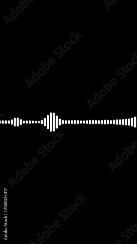 Vertical abstract music sound wave or audio wavefrom isolated on black background.Line digital minimalist voice and symbol technology.