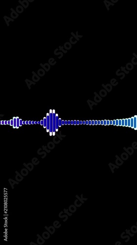 Vertical abstract music sound wave or audio wavefrom isolated on black background.Line digital minimalist voice and symbol technology.