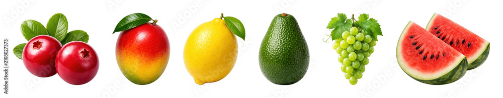 Obraz premium PNG Vibrant fresh assorted fruits on transparent background