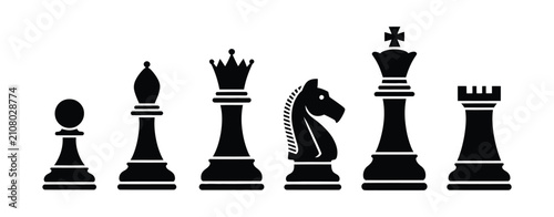 Quadro su tela Chess icons featuring king, queen, pawn, knight, rook, and strategy game symbols
