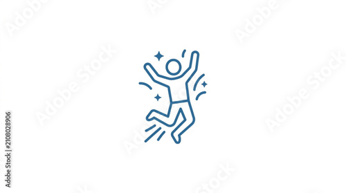 Tablou pe pânză Joyful person jumping with arms raised in celebration.