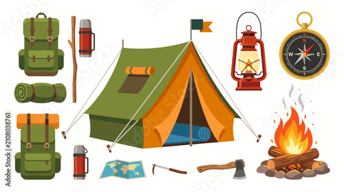 Camping gear and outdoor equipment for adventure trips. Essential supplies for hikers and explorers.