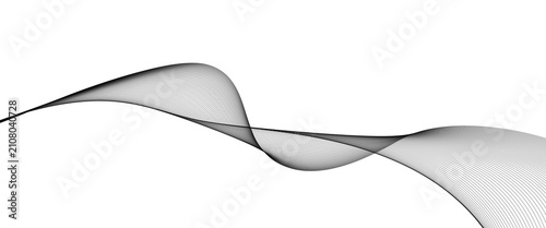 Abstract wide grey wave line on transparent background