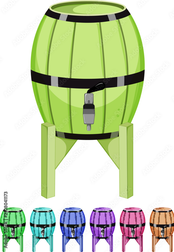 Obraz premium wooden barrel wine cartoon. wooden barrel wine sign colorful illustration