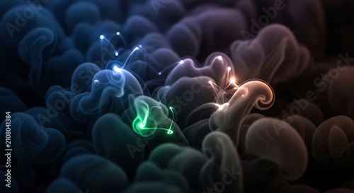 Abstract Swirling Smoke and Light Particles.