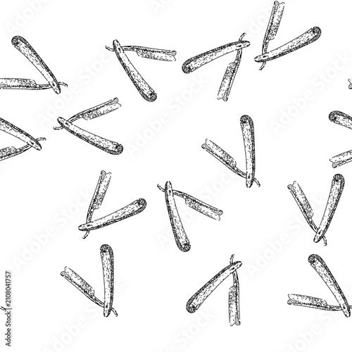 Obraz na płótnie seamless pattern grooming barber straight razor hand drawn