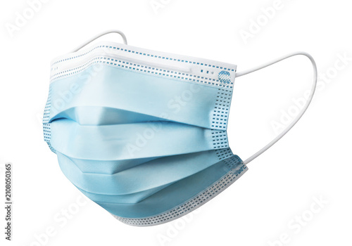Obraz na plátně Disposable blue face mask for protection against airborne particles and pollution