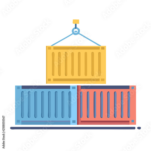 Illustration of shipping containers depicting logistics and global trade, transportation, and distribution