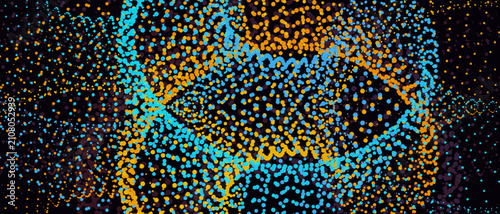 Konstfotografi Vibrant halftone DNA slinky moire, abstract liquid torus tube
