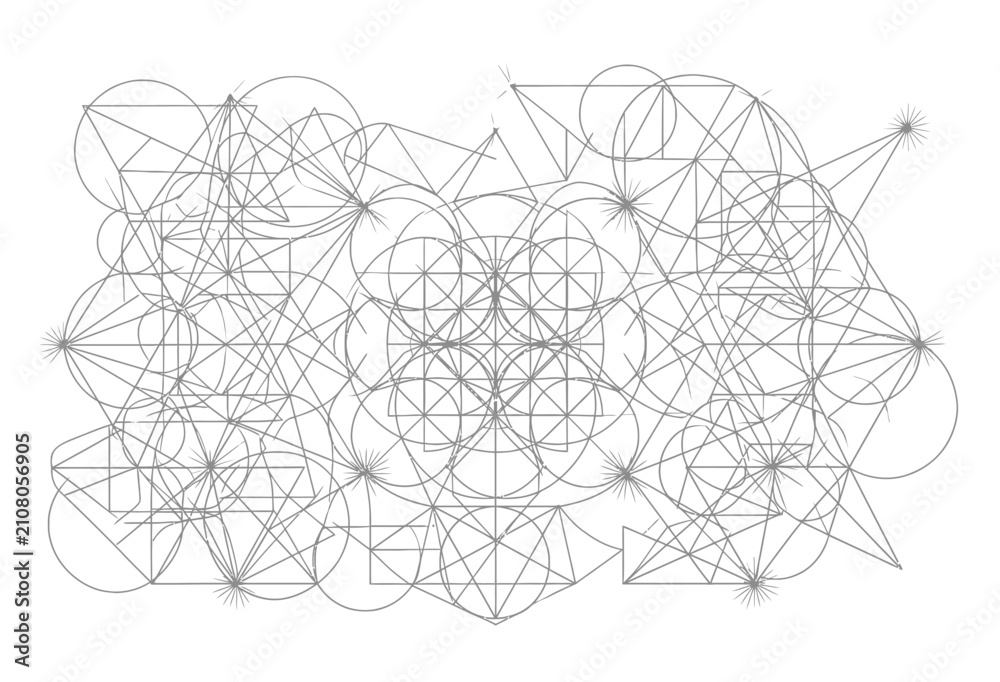 Obraz premium Abstract Geometric Pattern Vector, Complex Intersecting Lines and Shapes, Minimalist Design Elements, Scientific and Technical Background