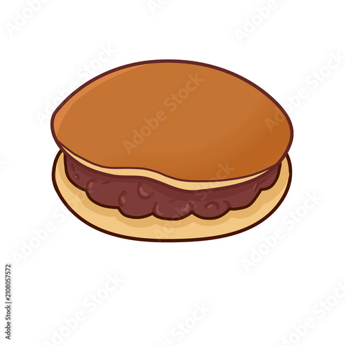 illustration of Japanese specialty food dorayaki filled with red beans with a transparent background