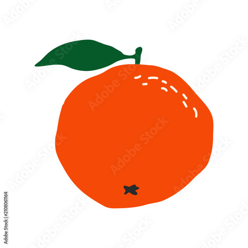 Hand Drawn Orange Vector Illustration. Fresh Citrus Fruit
