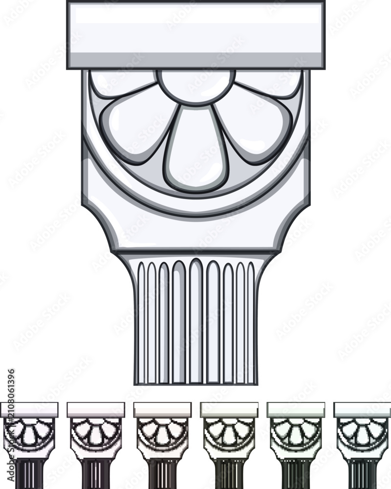 Fototapeta premium pillar column ancient cartoon. architecture greece, old marble, stone ionic pillar column ancient sign colorful illustration