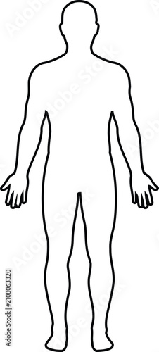 Full body male human line art silhouette vector icon illustration