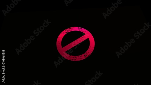 Fotografie A vibrant pink and red prohibition symbol with a textured distressed effect is c